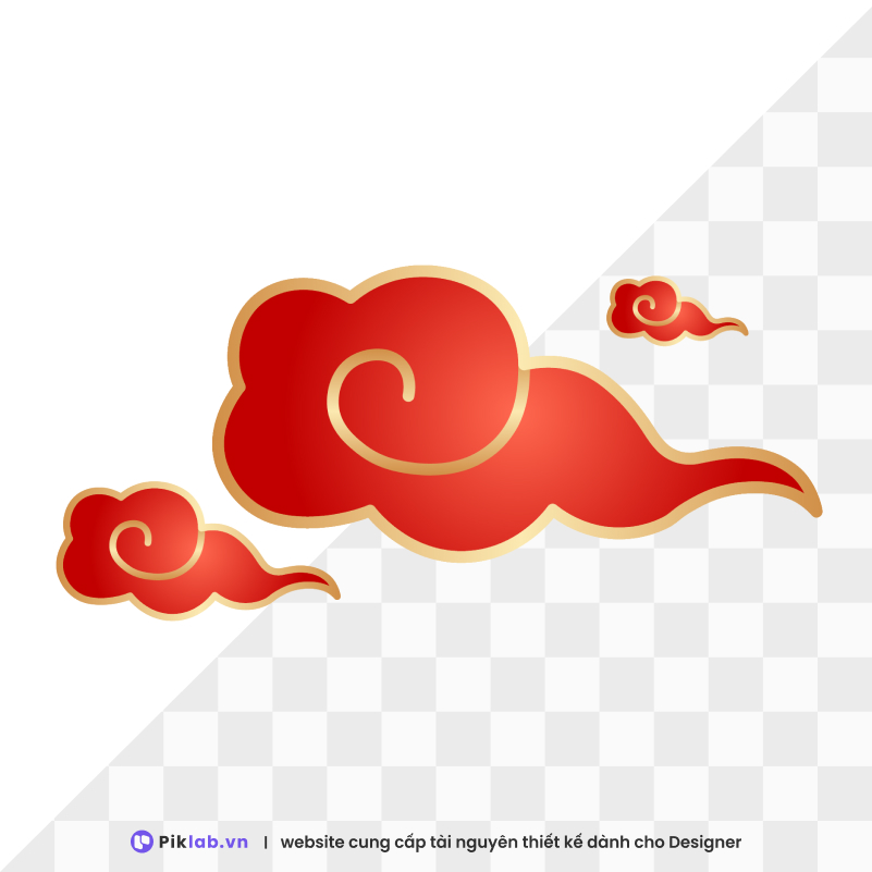 Design resource Traditional red cloud pattern with gold border happy new year tet holiday isolated on transparent đám mây đỏ PNG tết